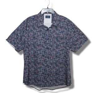 7 DIAMONDS Men's XL 4 Way Stretch Short Sleeve Shirt Black with Multicolor